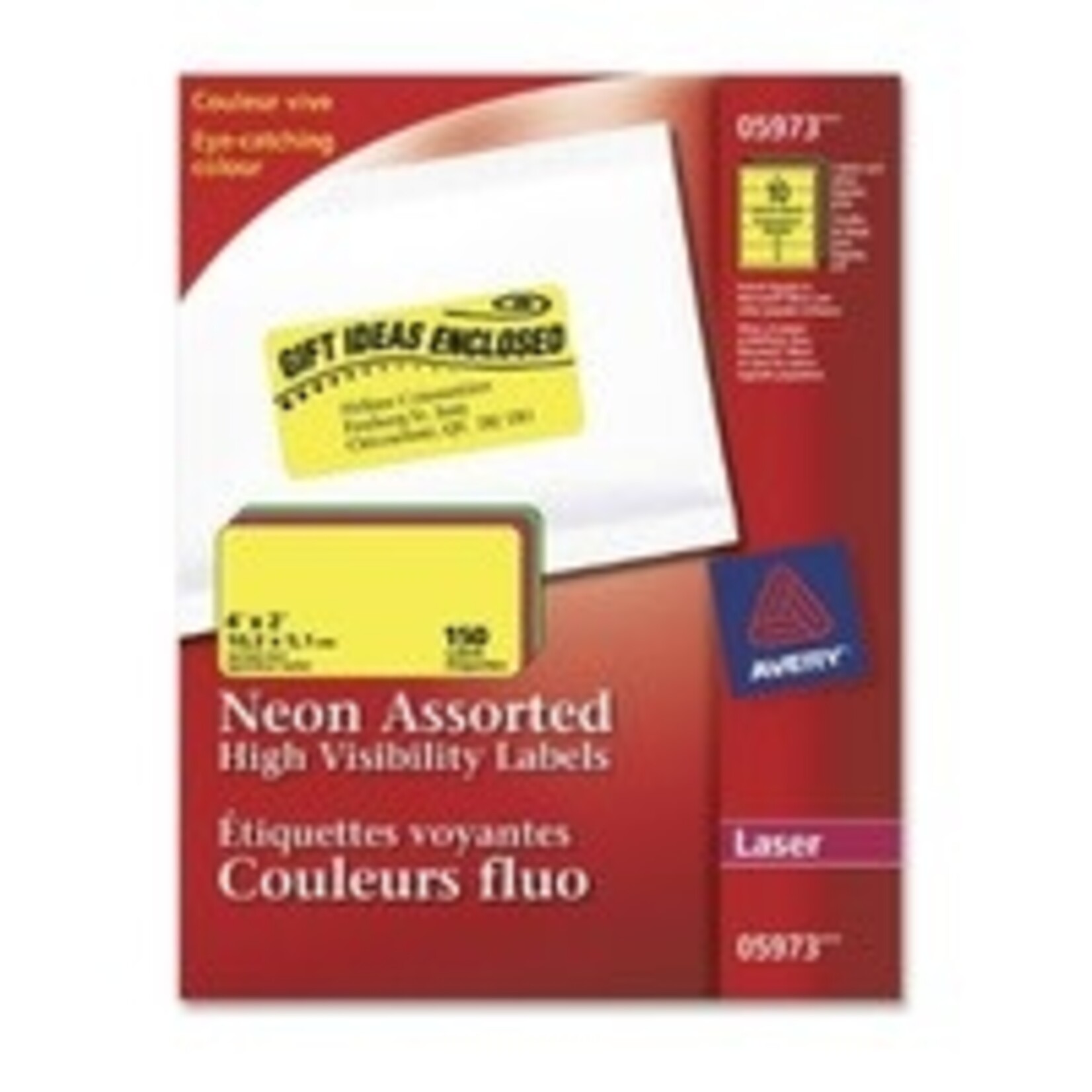 Avery LABELS-HIGH VISIBILITY 2X4 NEON ASSORTED 150/EV 5973 AVERY