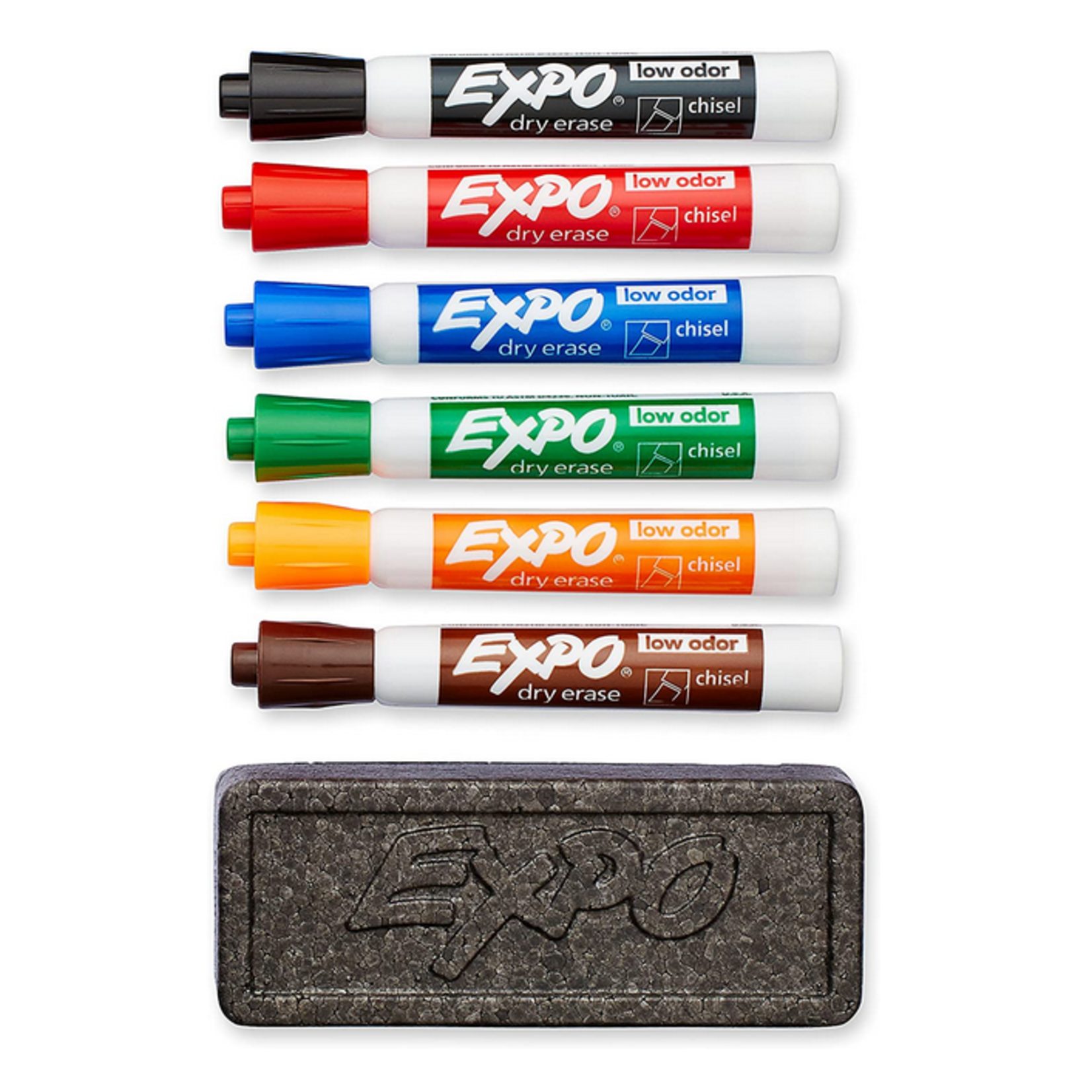Expo MARKER SET-DRY ERASE, EXPO LOW ODOUR, CHISEL 6 + BRUSH
