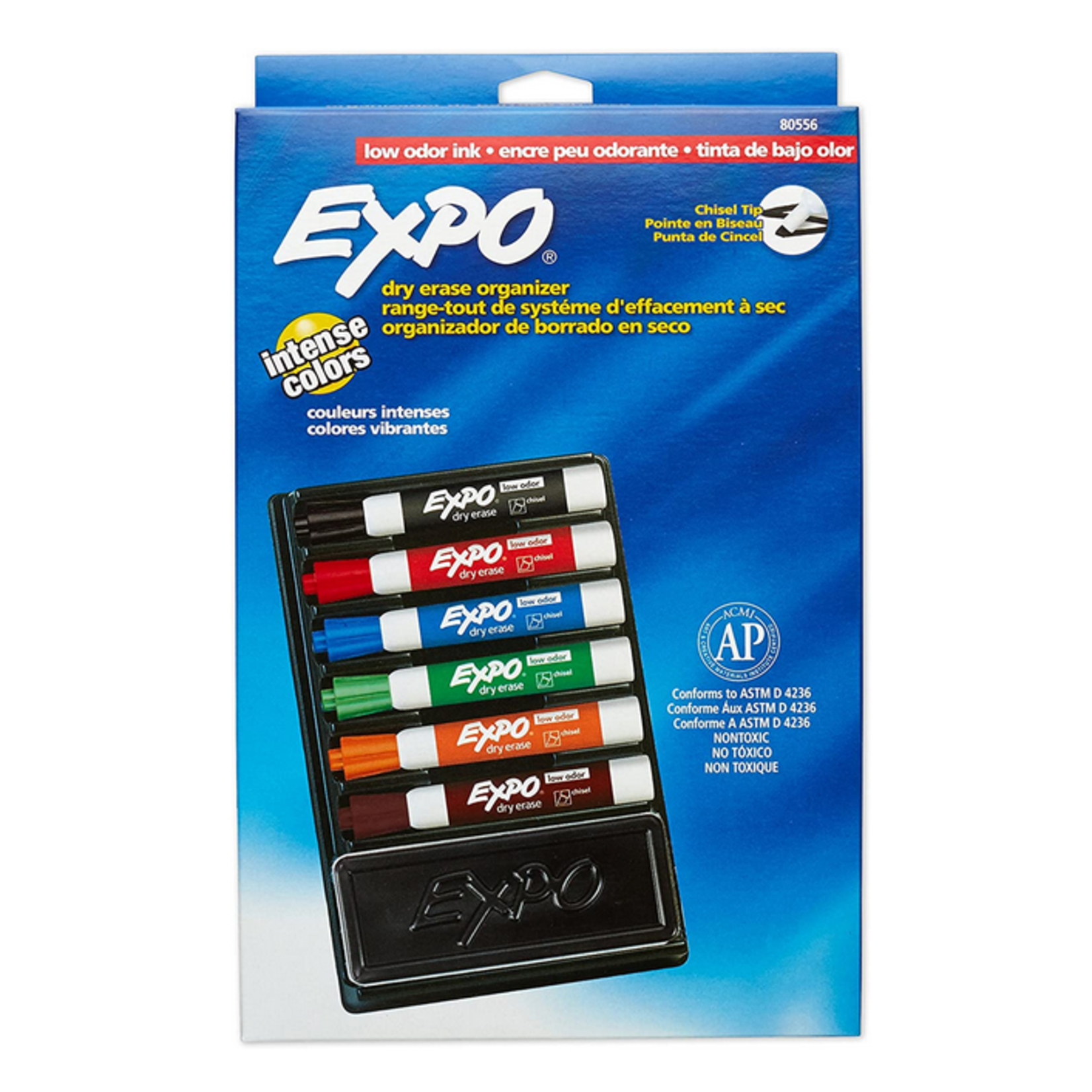 Expo MARKER SET-DRY ERASE, EXPO, CHISEL, 6 COLOURS, 1 ERASER