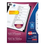 Avery INDEX DIVIDERS-READY INDEX 8-TAB BLACK ON WHITE 11132