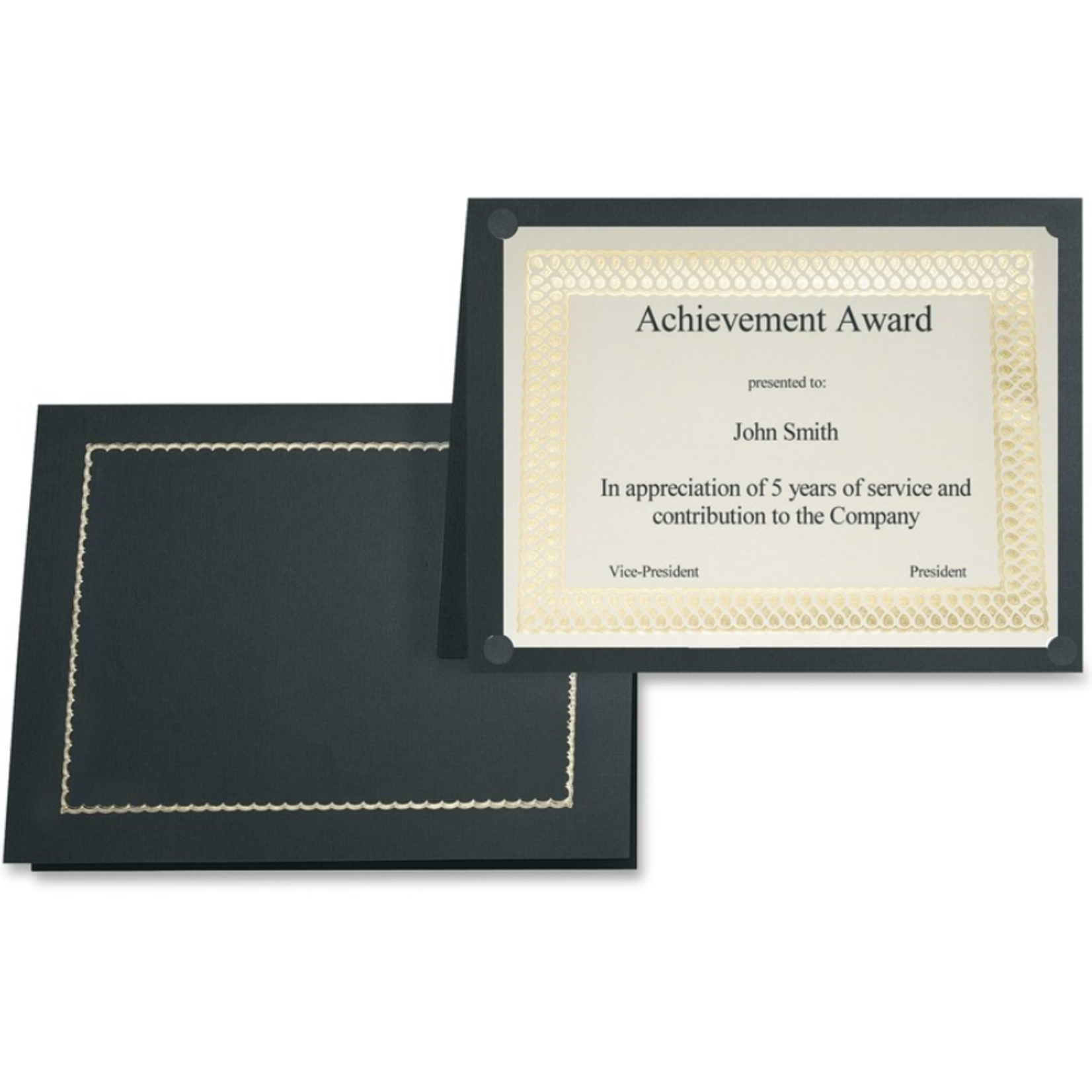 First Base Inc. CERTIFICATE HOLDER-CLASSIC LINEN WITH GOLD FOIL, BLACK