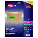 Avery LABELS-HIGH VISIBILITY 1X2-5/8 NEON GREEN 750/PACK 5971