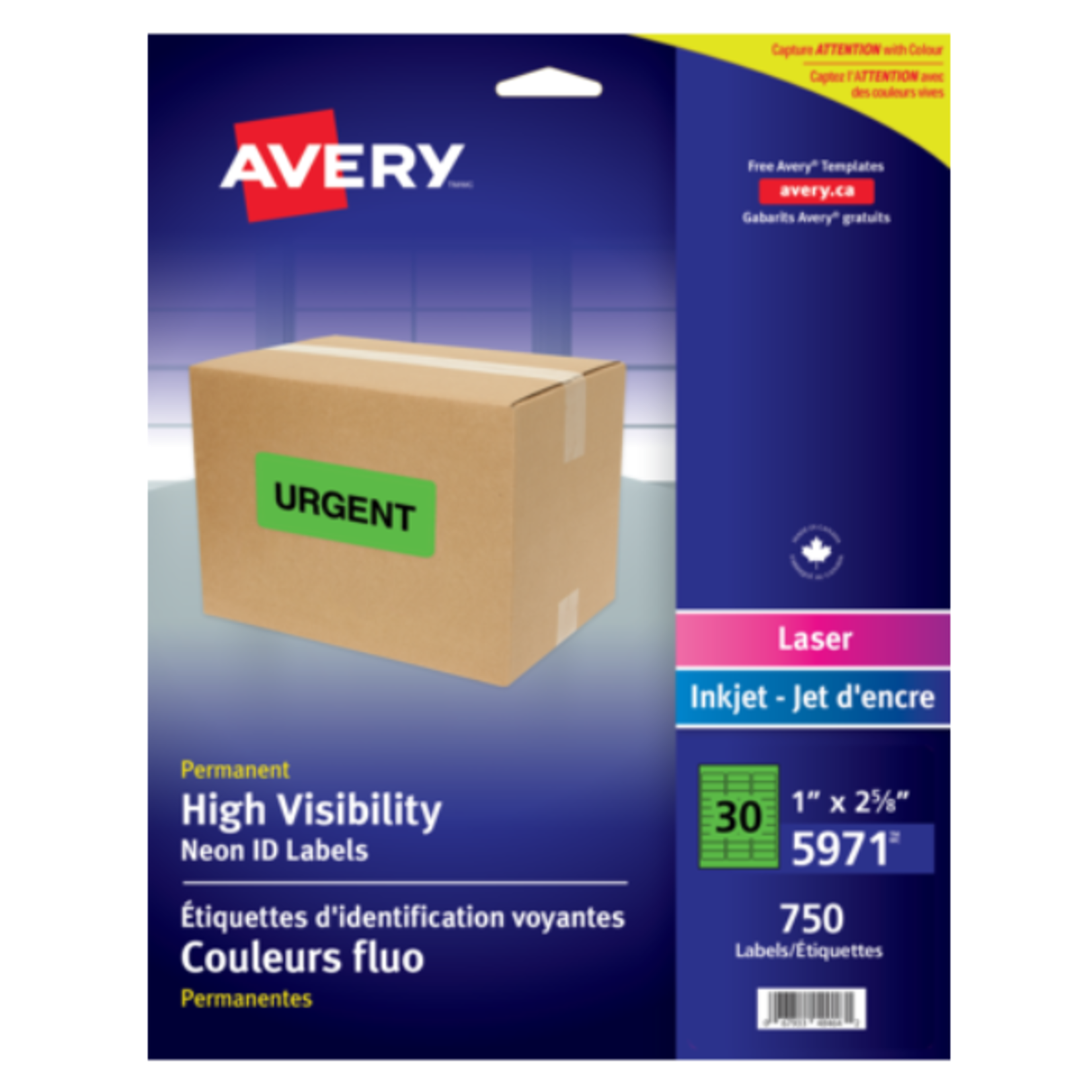 Avery LABELS-HIGH VISIBILITY 1X2-5/8 NEON GREEN 750/PACK 5971