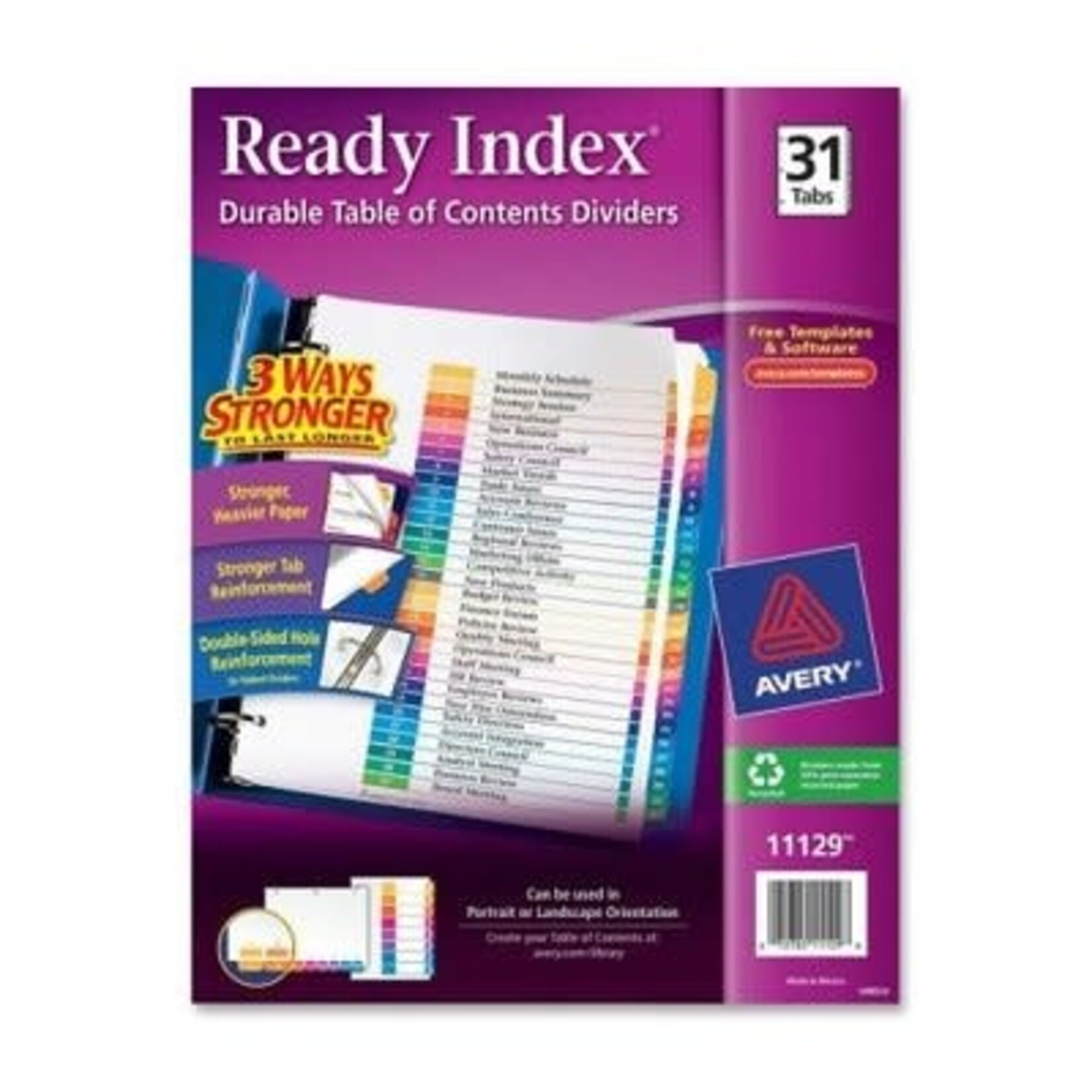 Avery INDEX DIVIDERS-READY INDEX 1-31 MULTI-COLOUR 11129