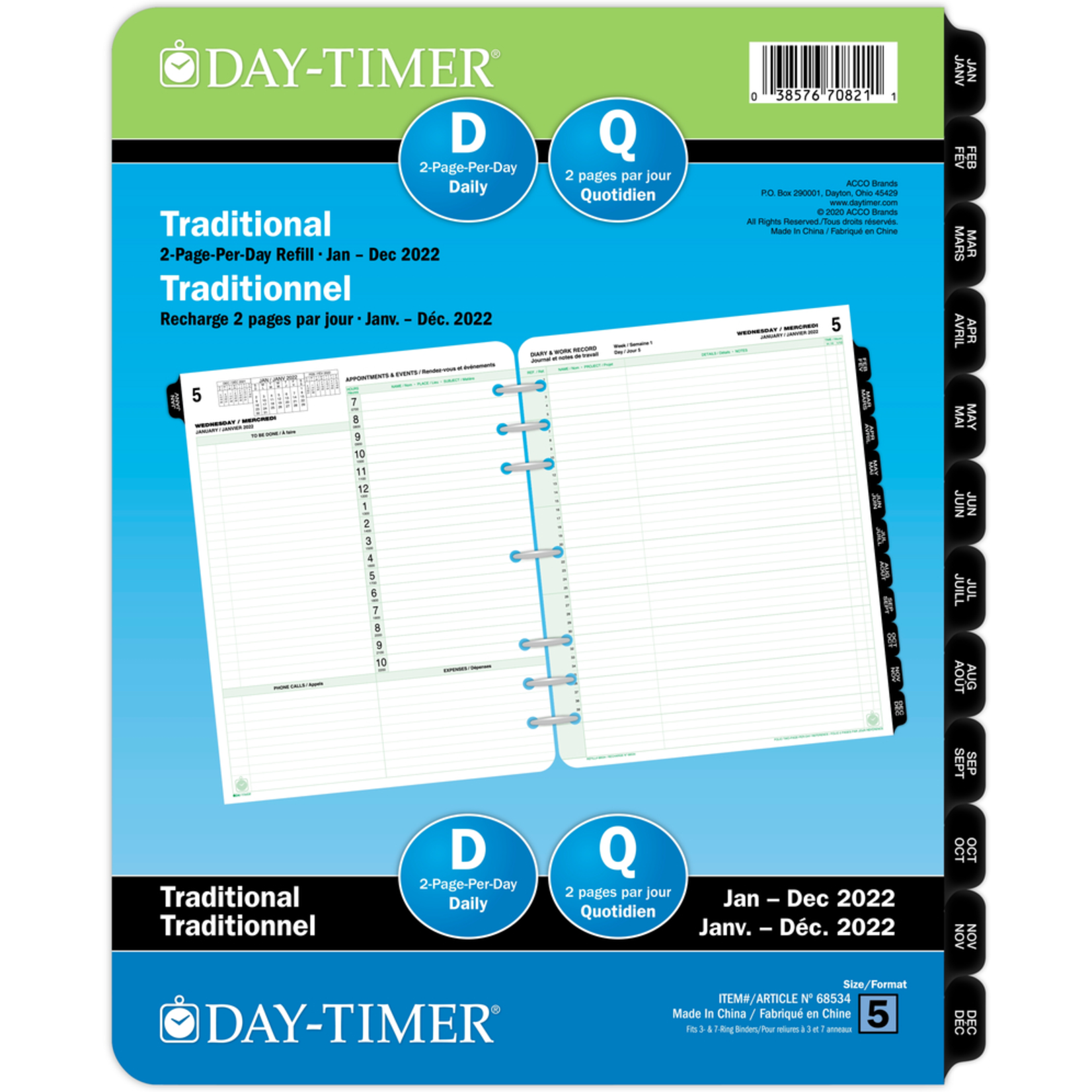 Day-Timer Day-Timer 2023 Dated Refill, 2 Pages/Day 8.5x11