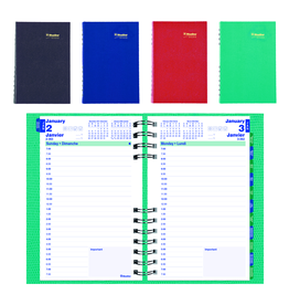 Blueline Planner, Blueline CoilPro 2022 Daily Diary, 8"x5", Bilingual, Assorted Cover Colours