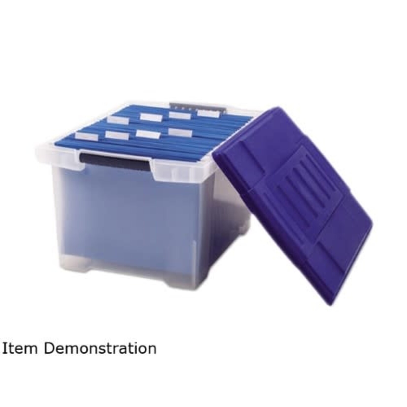 Storex FILE TOTE-PORTABLE, LETTER/LEGAL, CLEAR WITH BLUE LID