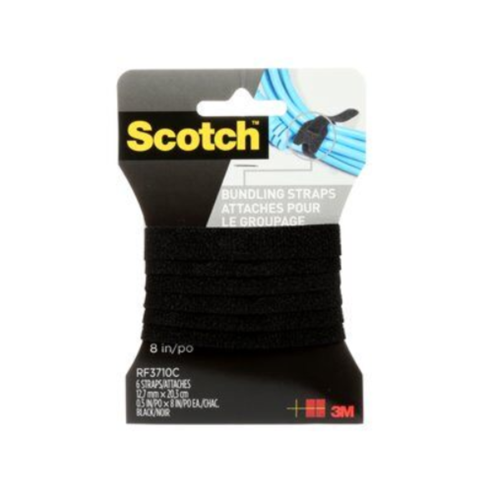 3M BUNDLING STRAPS-SCOTCH 1/2''X8'', BLACK