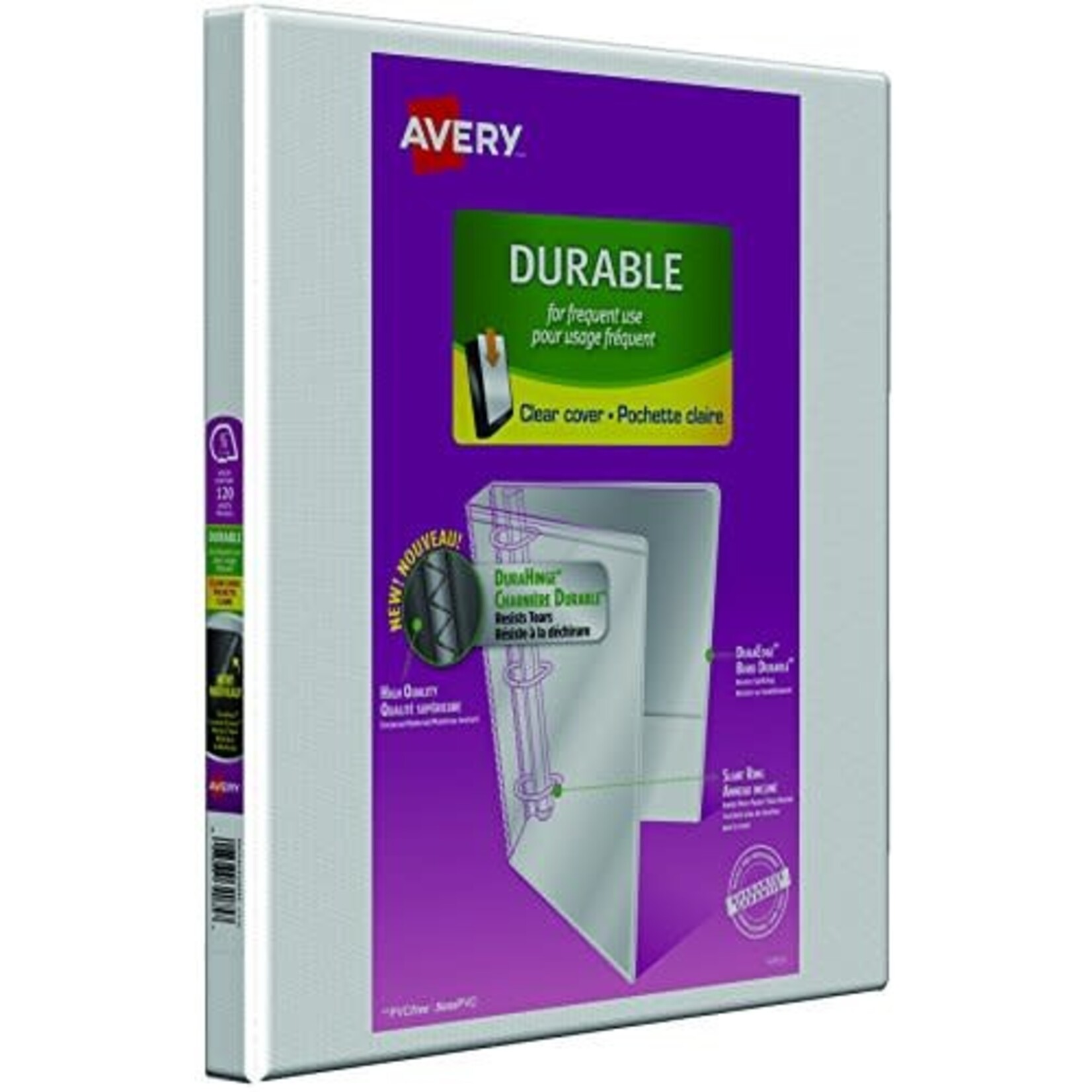 Avery BINDER-OVERLAY, DURABLE 1/2'' SLANT D-RING, WHITE