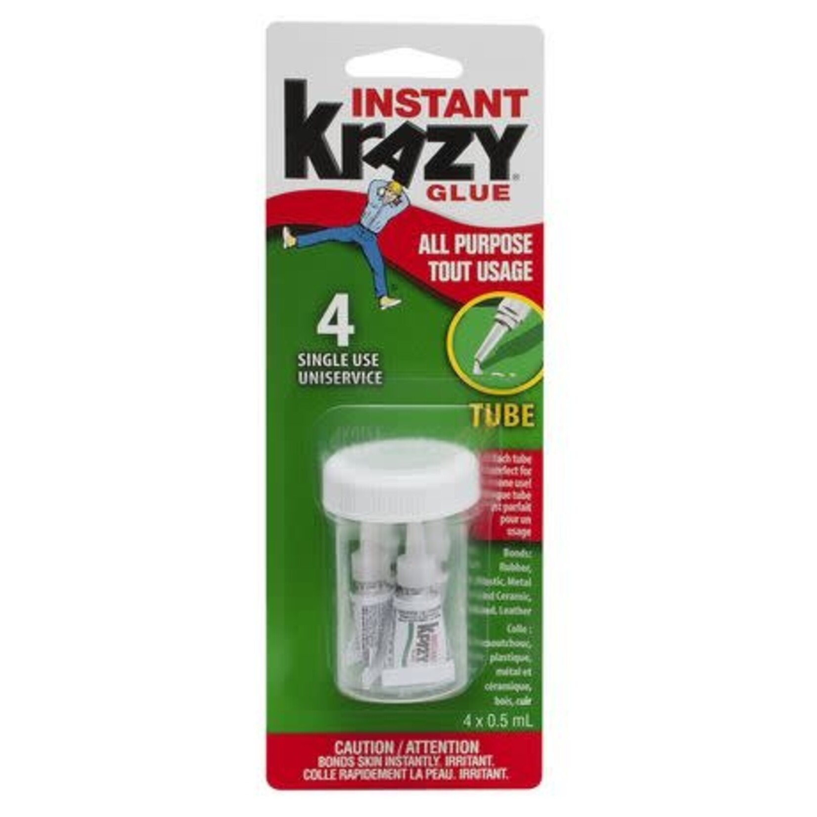 Krazy Glue GLUE-KRAZY, SINGLE USE TUBES, 0.5ML X 4