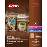 Avery LABELS-BUSINESS/BRANDING, ROUND 3''  KRAFT BROWN 90/PACK 22813