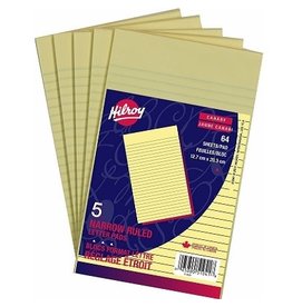 Hilroy FIGURING PAD-5X8 NARROW RULED CANARY 64 SHEETS - 5/PACK