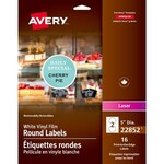 Avery LABELS-BUSINESS/BRANDING, 5" ROUND VINYL, WHITE 16/PACK 22852