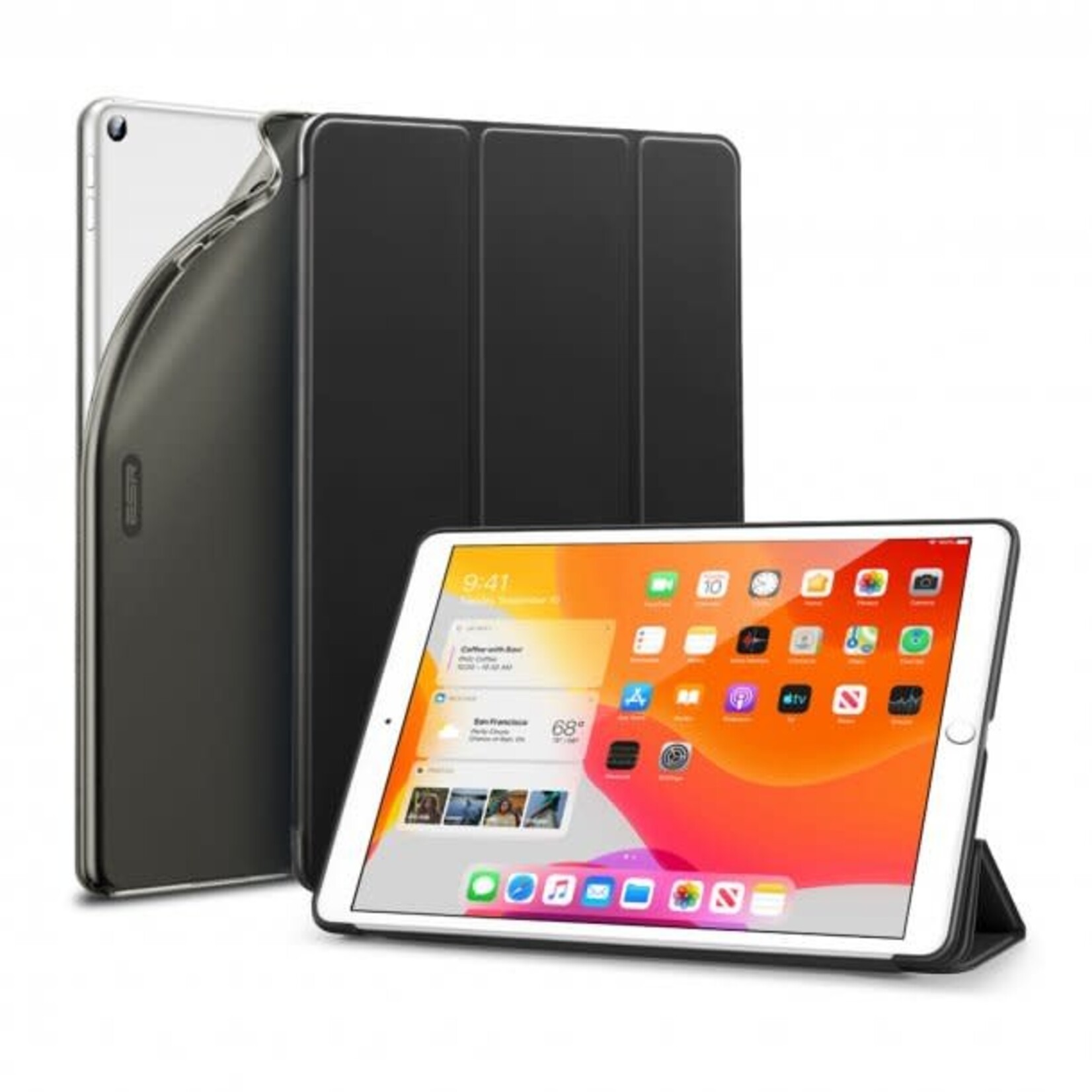ESR iPad 10.2 (2019-2021) (7th-9th Gen) ESR Black Rebound/w Flap Slim Case