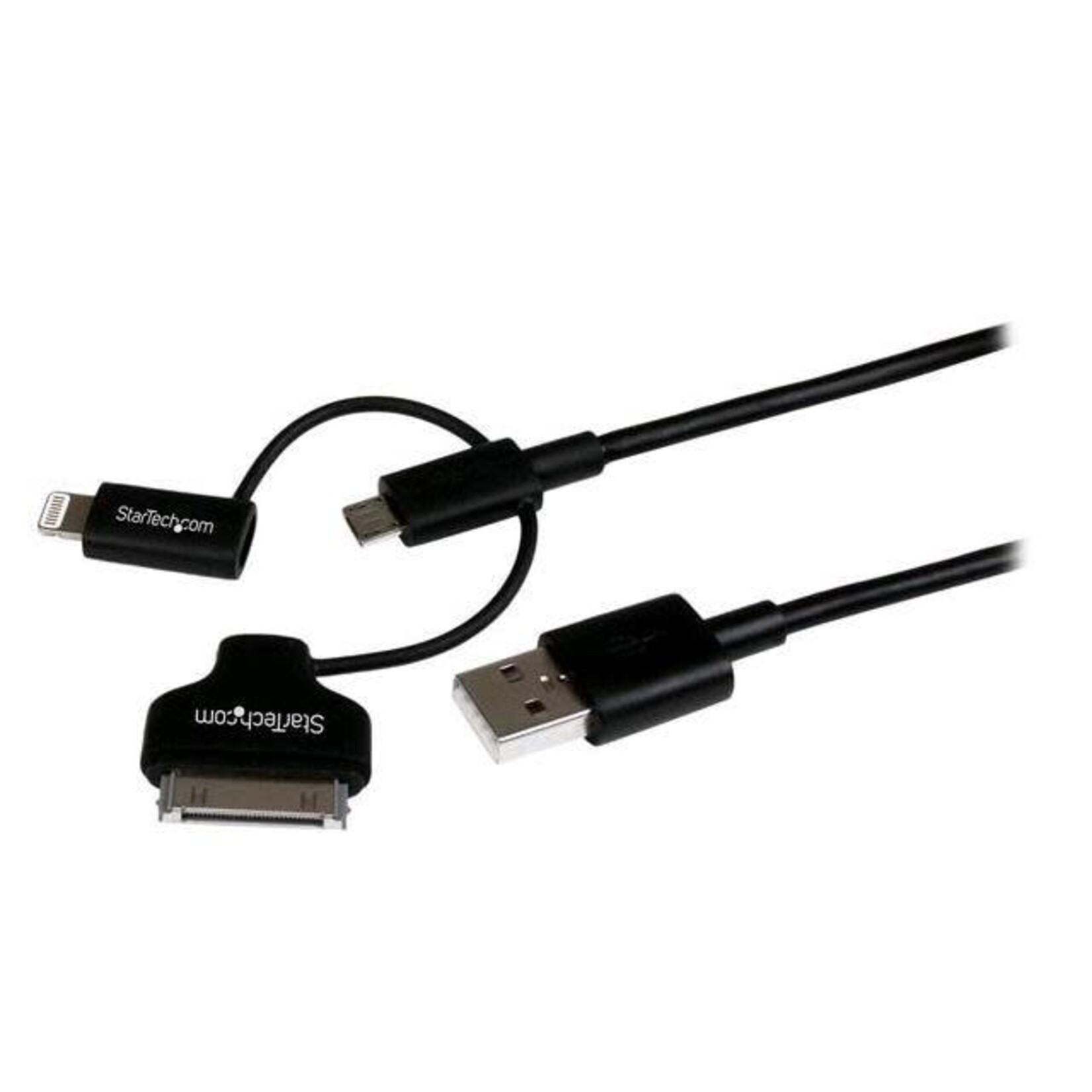 Startech StarTech 3 ft Black Charge & Sync Apple 8-pin Lightning or 30-pin Dock Connector or Micro USB to USB Cable for iPhone iPod iPad