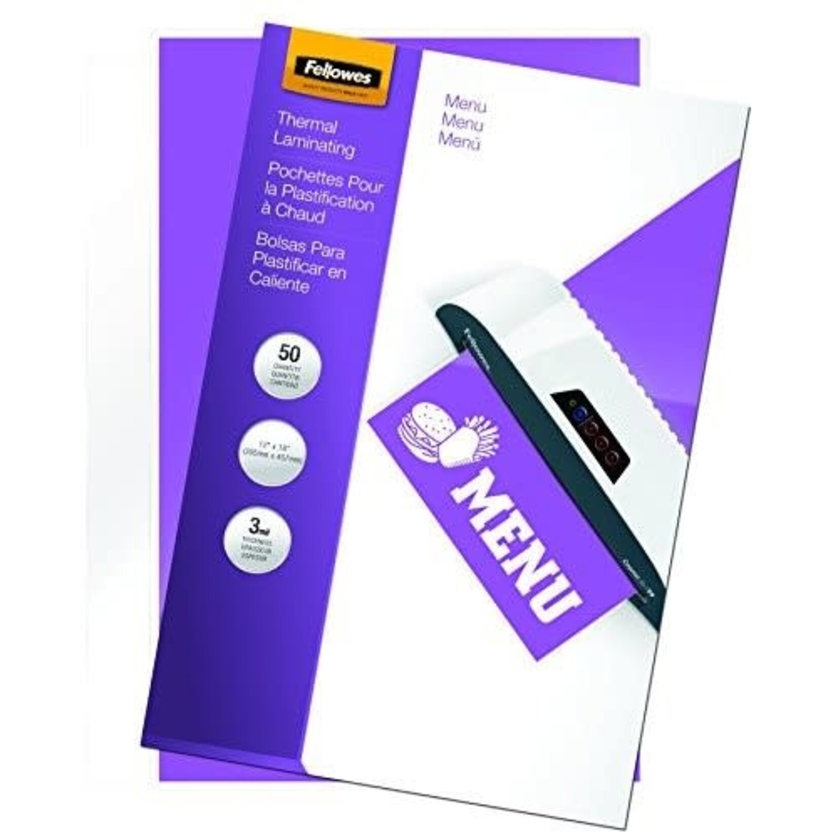 Fellowes LAMINATING POUCH-MENU SIZE, 3MIL 50/PACK