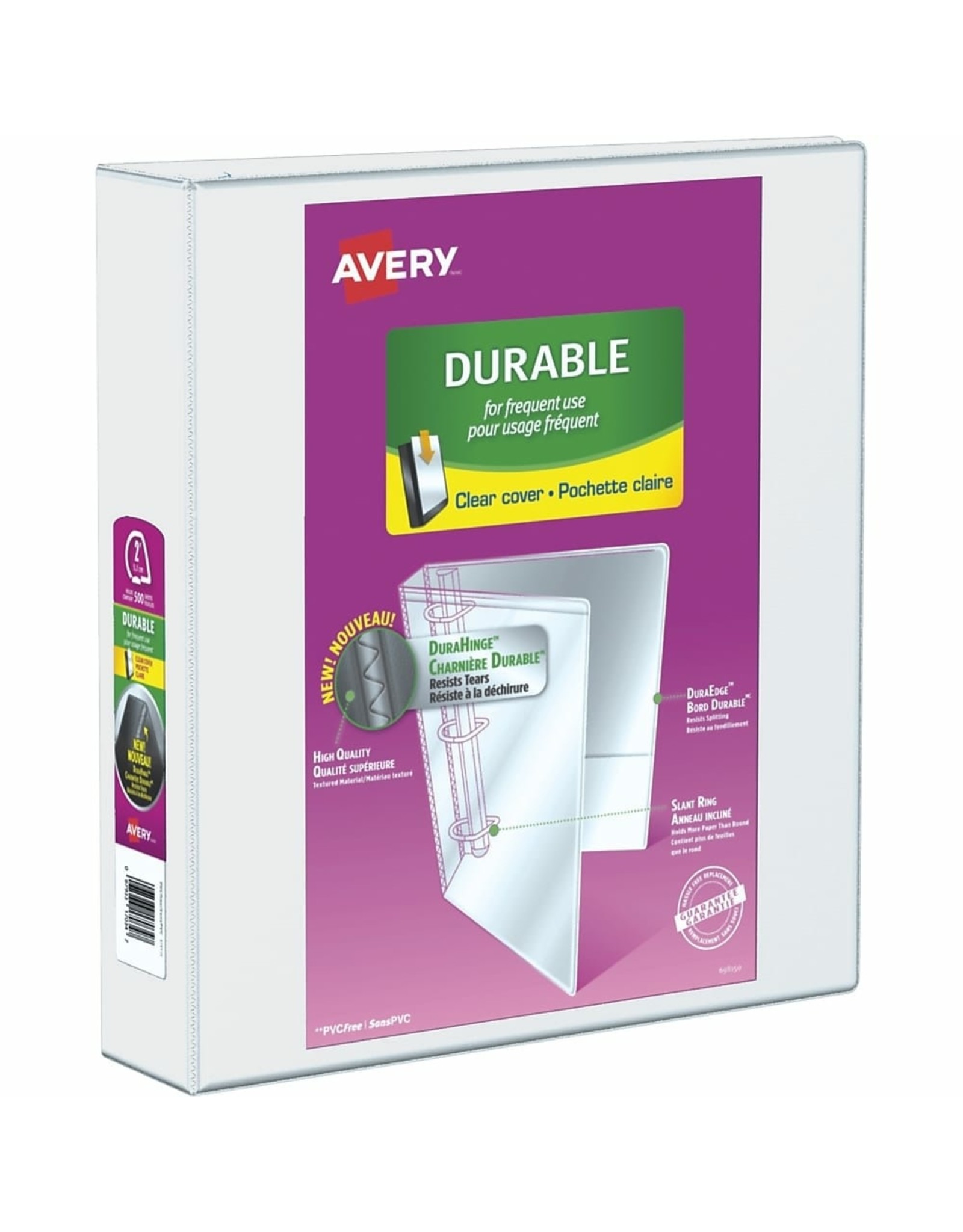 Avery Avery Durable View Binder, 2" Sized Slant D Rings, White, (17032)