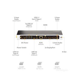 Startech USB-C DOCK 4K TRIPLE MONITOR DP/HDMI PD