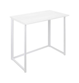 iQ iQ Home Office Foldable White Desk, Metal Frame with Wooden Top