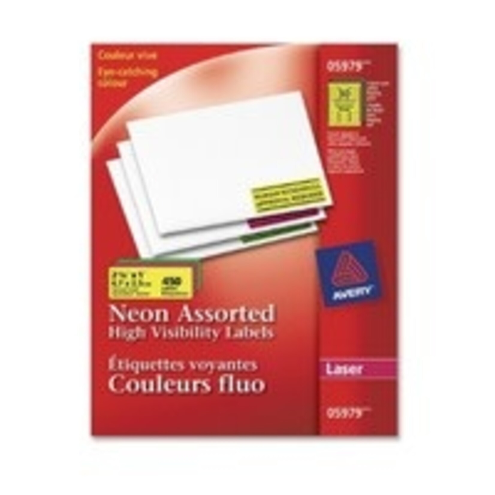 Avery LABELS-HIGH VISIBILITY NEON 1X2-5/8 NEON ASSORTED 450/EV 5979