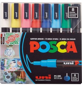 Posca Posca Full Set of 8 Acrylic Paint Pens with Reversible Fine Point Pen Tips