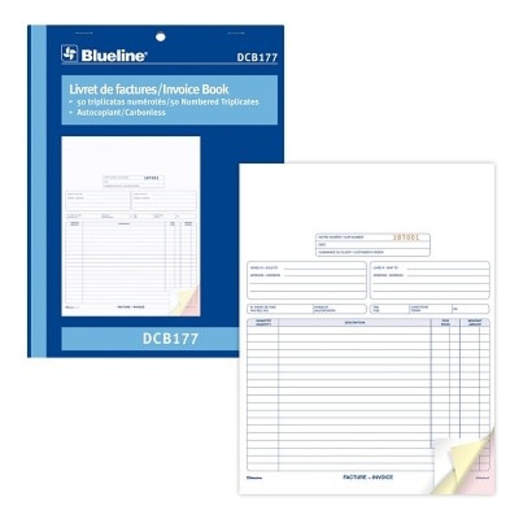 Blueline FORMS-NCR, INVOICES 8-1/2X11, 50 TRIPLICATE BILINGUAL