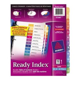 Avery INDEX DIVIDERS-READY INDEX 12-TAB MULTI-COLOUR 11141