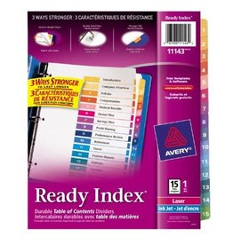 Avery INDEX DIVIDERS-READY INDEX 15-TAB MULTI-COLOUR 11143