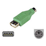 LEGRAND Keyboard/mouse Adapter - 4 pin USB Type A - Female - 6 pin mini-DIN (PS/2 style) - Male - Green
