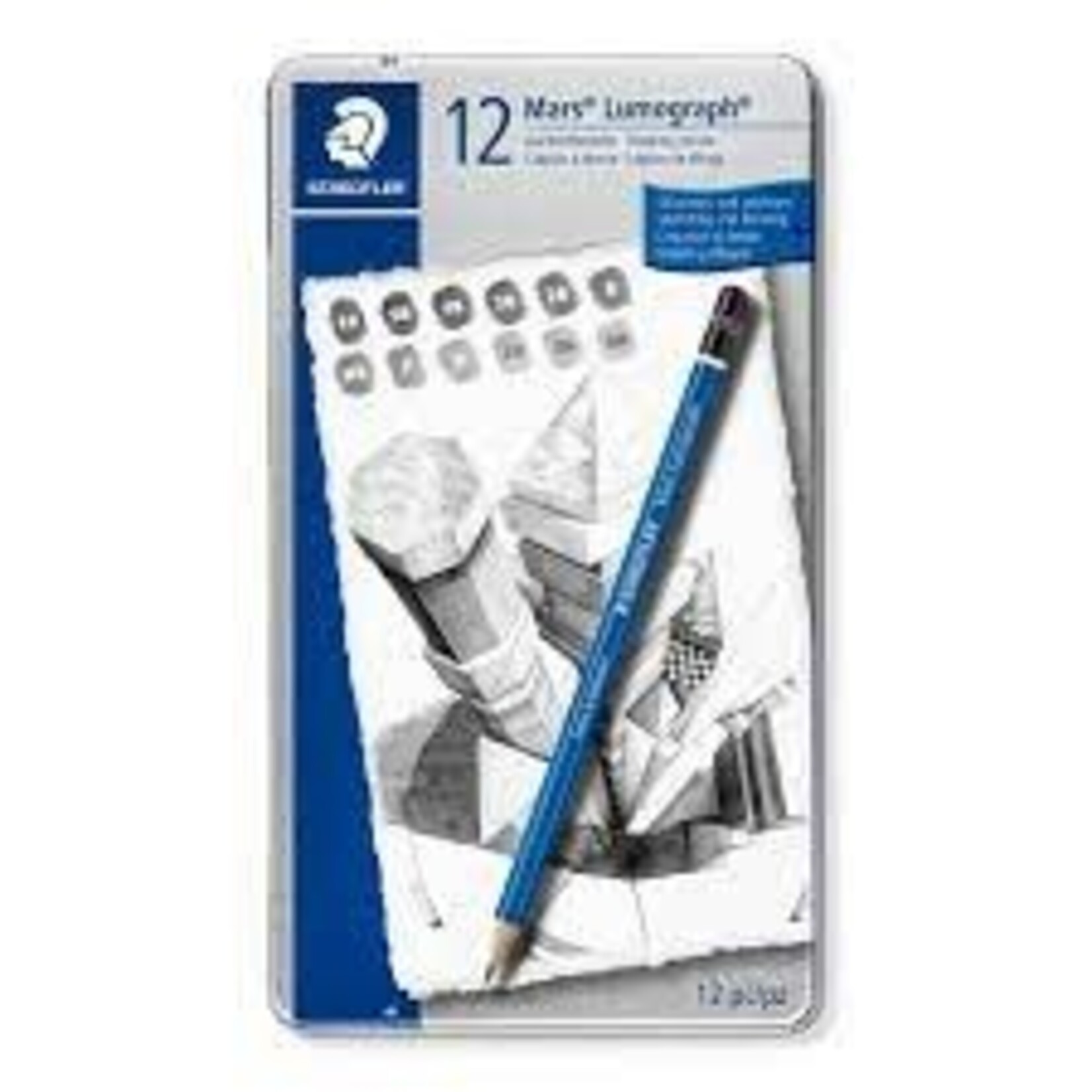 STAEDTLER PENCIL SET-DRAWING MARS LUMOGRAPH,12 (6B-4H)