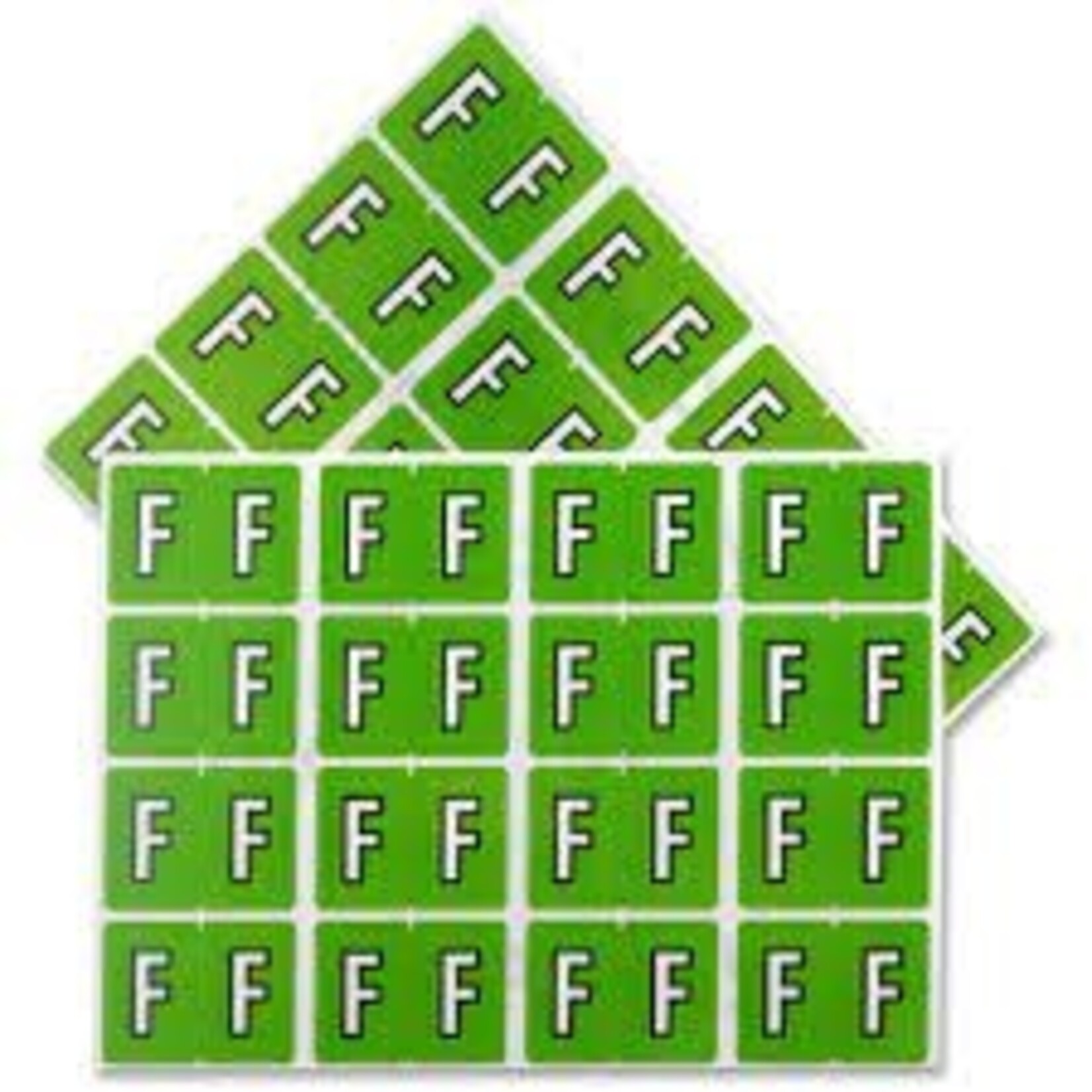 LABELS-ALPHABETIC COLOUR CODE, F LIGHT GREEN