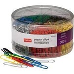 Staples - Paper Clips - Jumbo 500 Mixed Colours