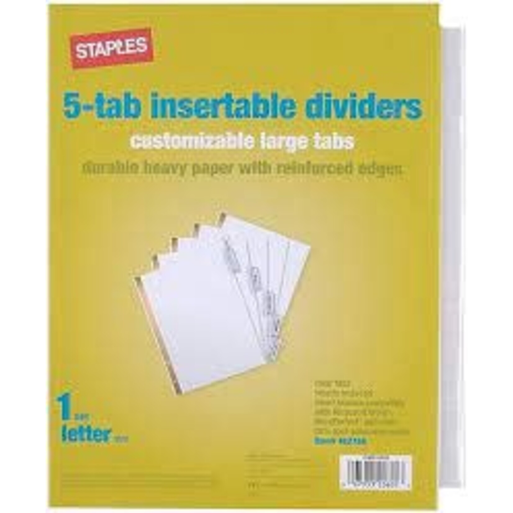 Staples Staples Large Tab Insertable Dividers - 5 Tabs - Clear