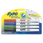 Expo MARKER SET-DRY ERASE EXPO LOW ODOUR ULTRA FINE 4-COLOUR