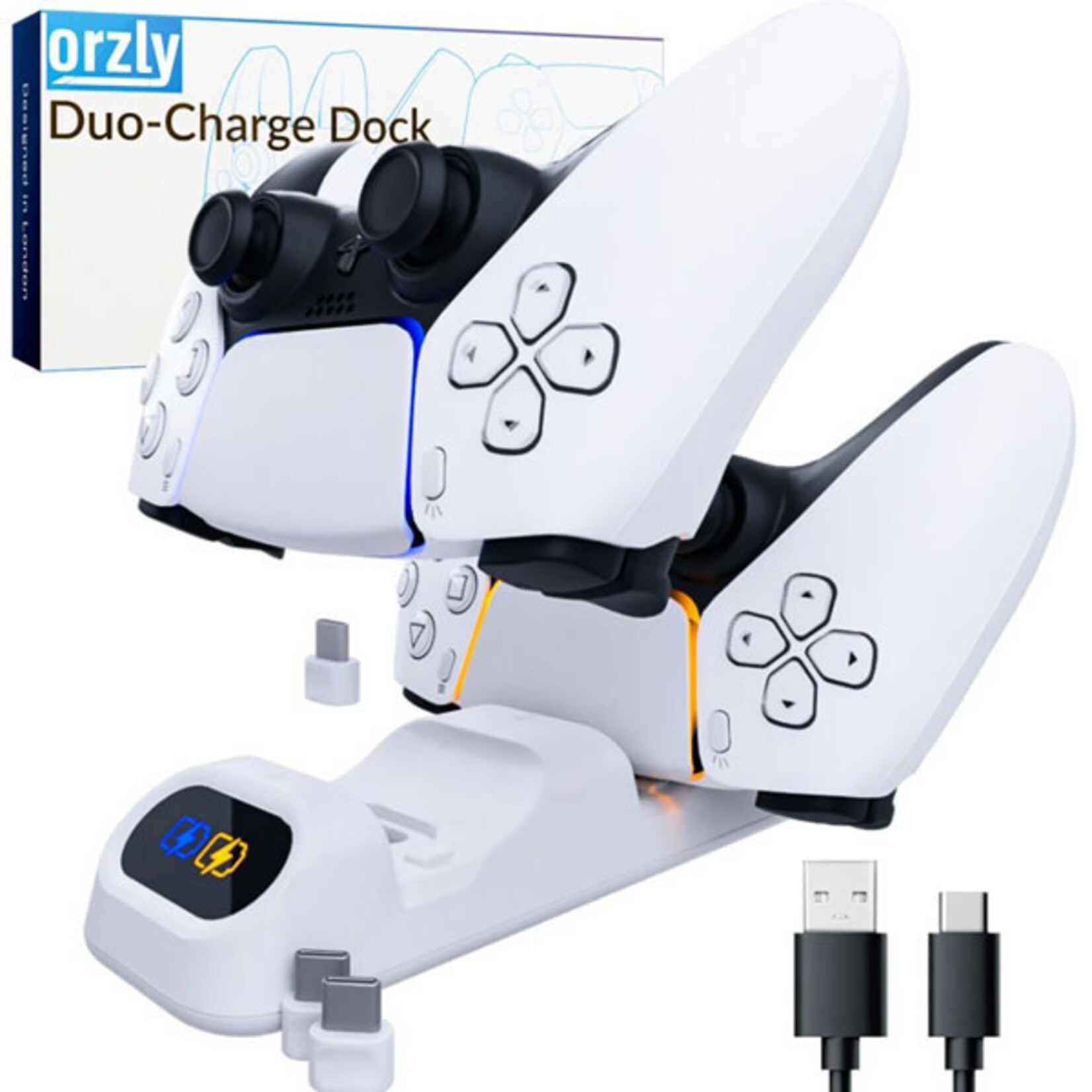 White Duo-Charge Ctrl Dock P5/XSX/NSW [Orzly]