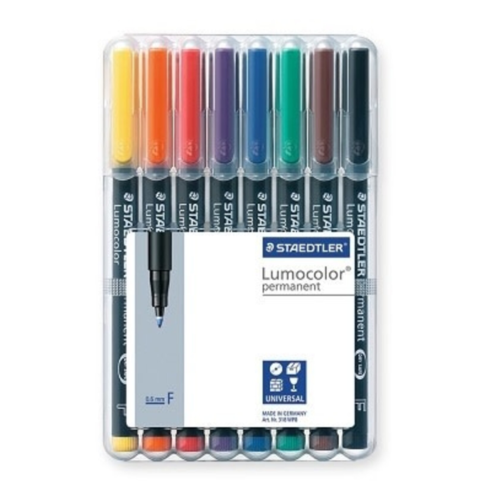 STAEDTLER PEN SET-LUMOCOLOR UNIVERSAL PERMANENT FINE, 8-COLOUR