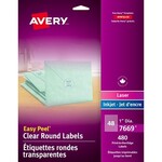 Avery LABELS-EASY PEEL, CLEAR GLOSSY 1" ROUND 480/PACK AVERY