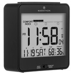 Marathon Atomic Desk Clock With Backlight - Heat & Comfort Index - Black (CL030054BK)