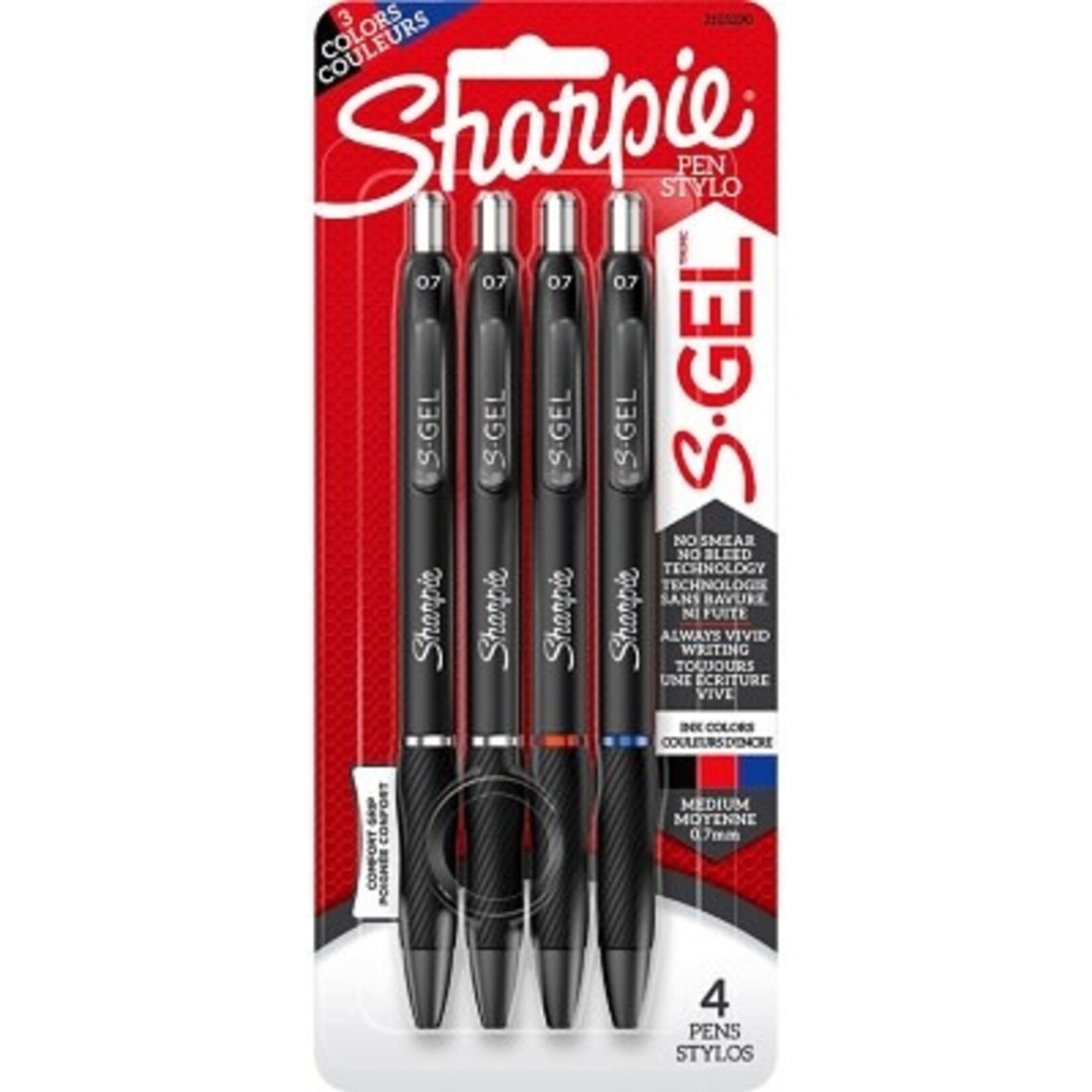 Sharpie PEN-RETRACTABLE, SHARPIE S-GEL, 0.7MM ASSORTED 4/PK