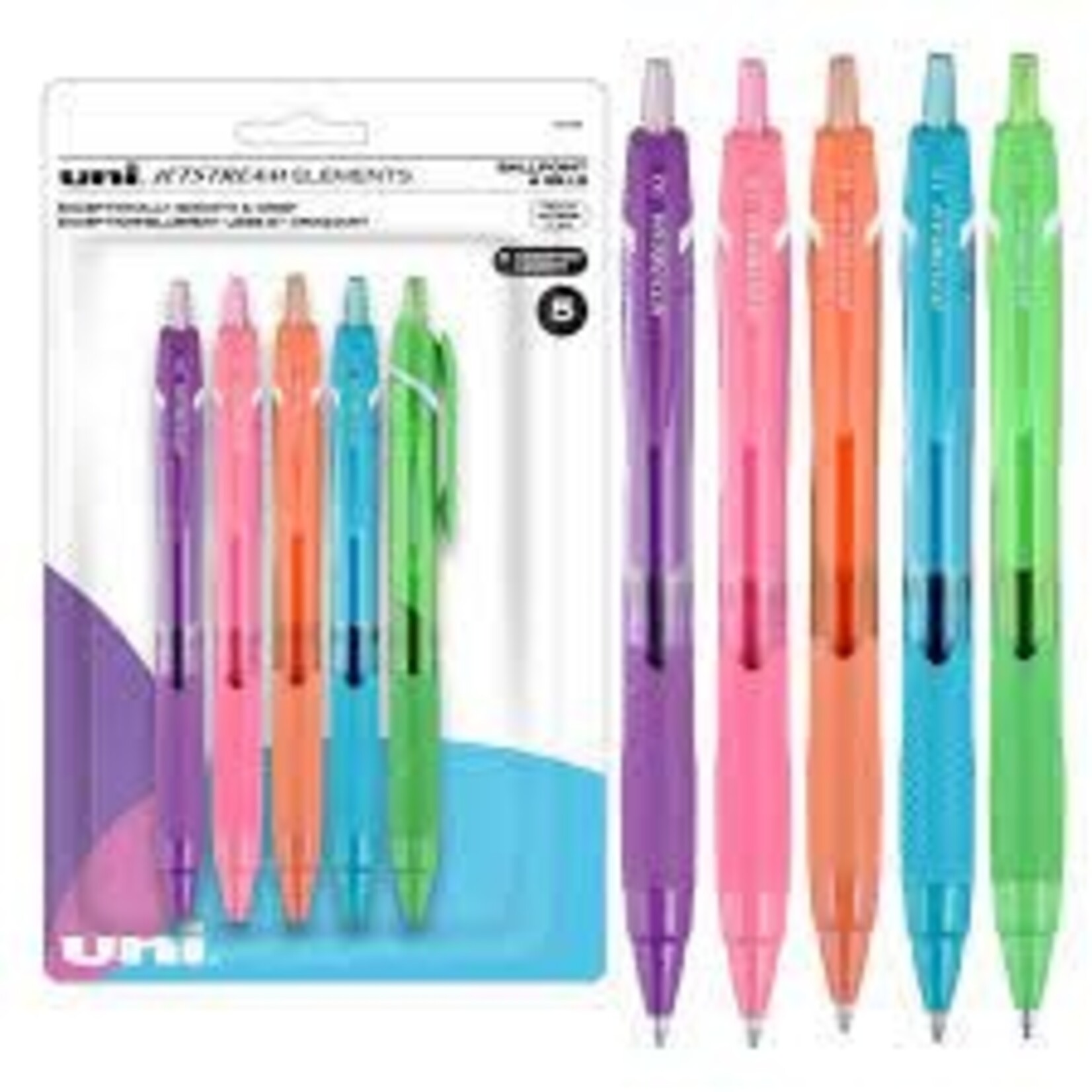 Uni-ball PEN-RETRACTABLE, UNI JETSTREAM ELEMENTS, 1.0MM 5 COLOURS