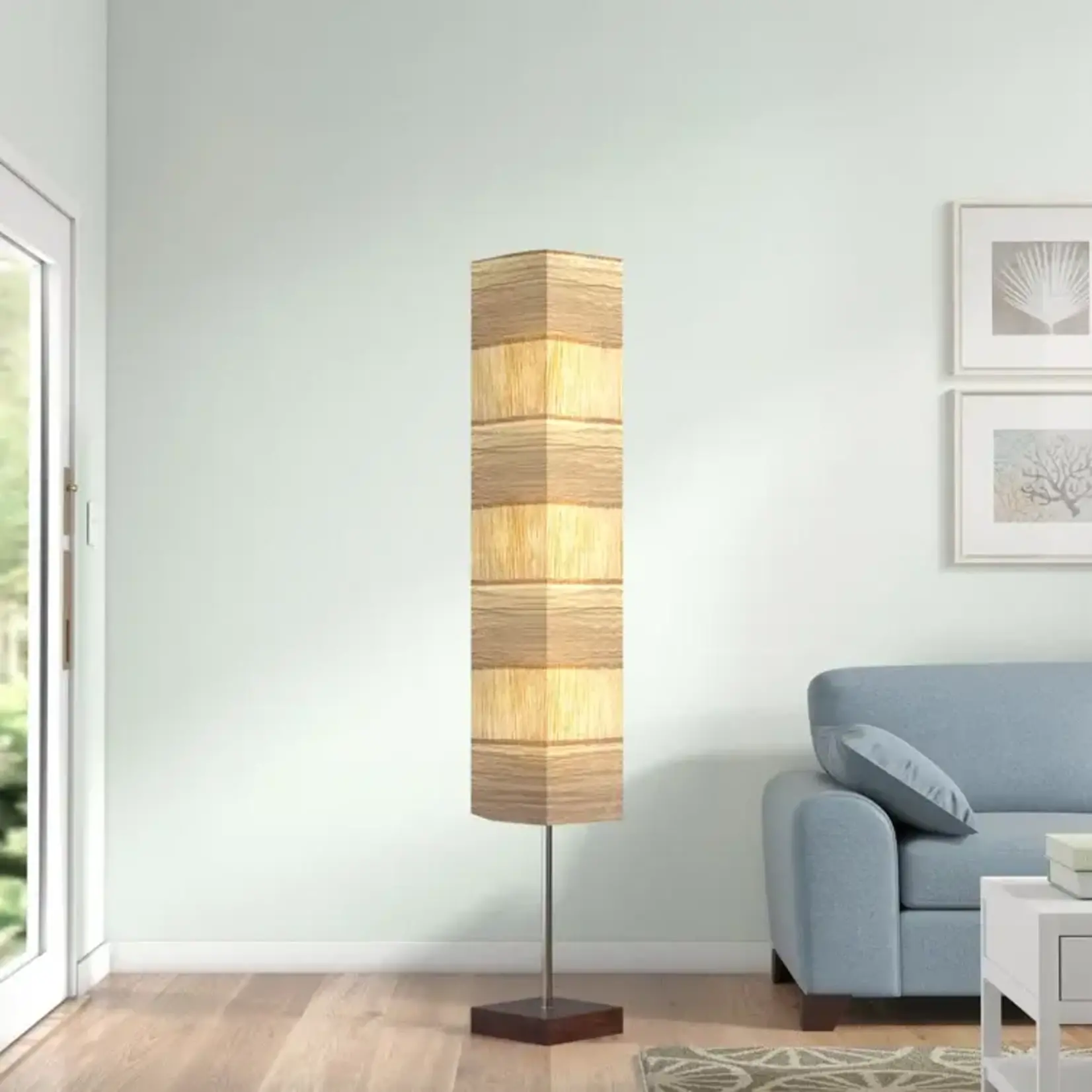 Zana 72" Walnut Wood Column Floor Lamp