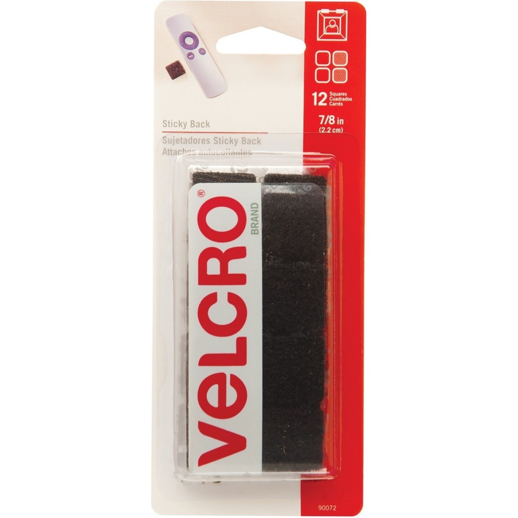 VELCRO-7/8'' SQUARES, BLACK SELF-ADHESIVE, 12 SETS/PACK