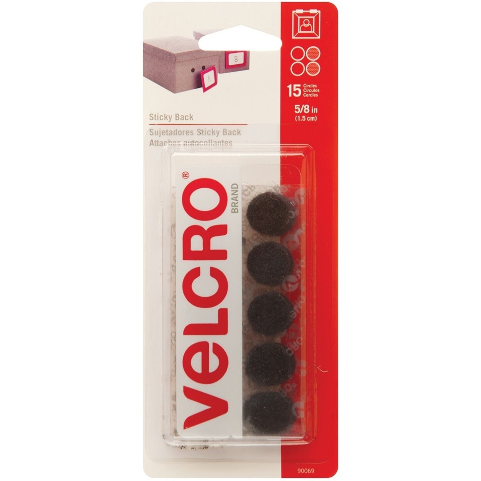 VELCRO-5/8'' COINS, BLACK SELF-ADHESIVE, 15 SETS/PACK