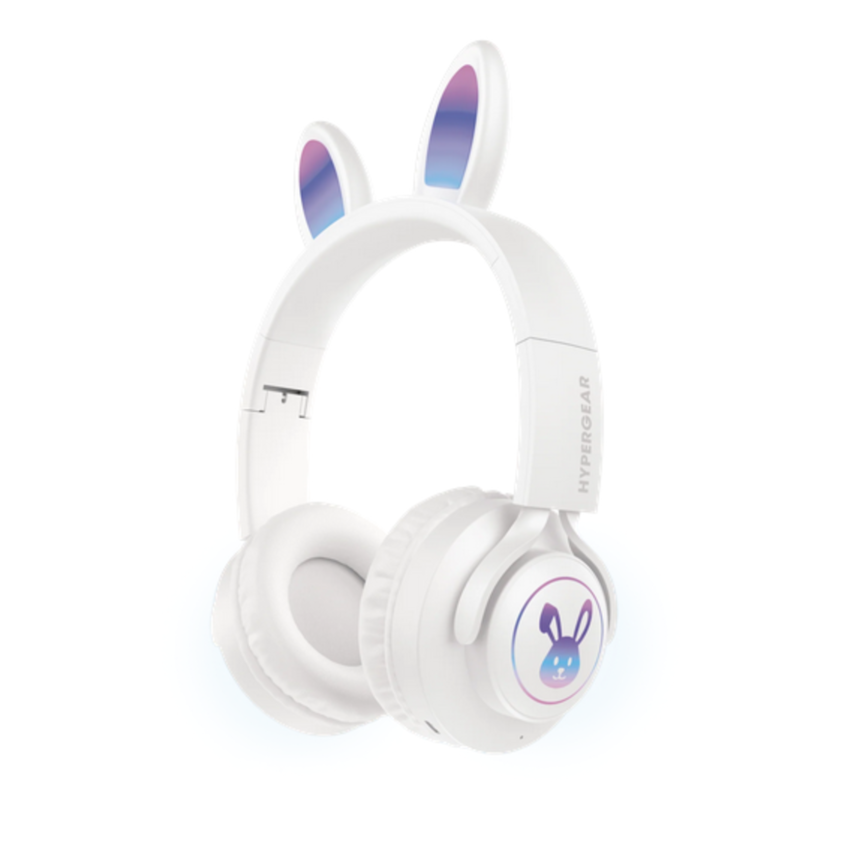 Hypergear HyperGear Headphones Bluetooth Bunny Tracks Built in Mic Memory Foam Ear Cushions Foldable - White