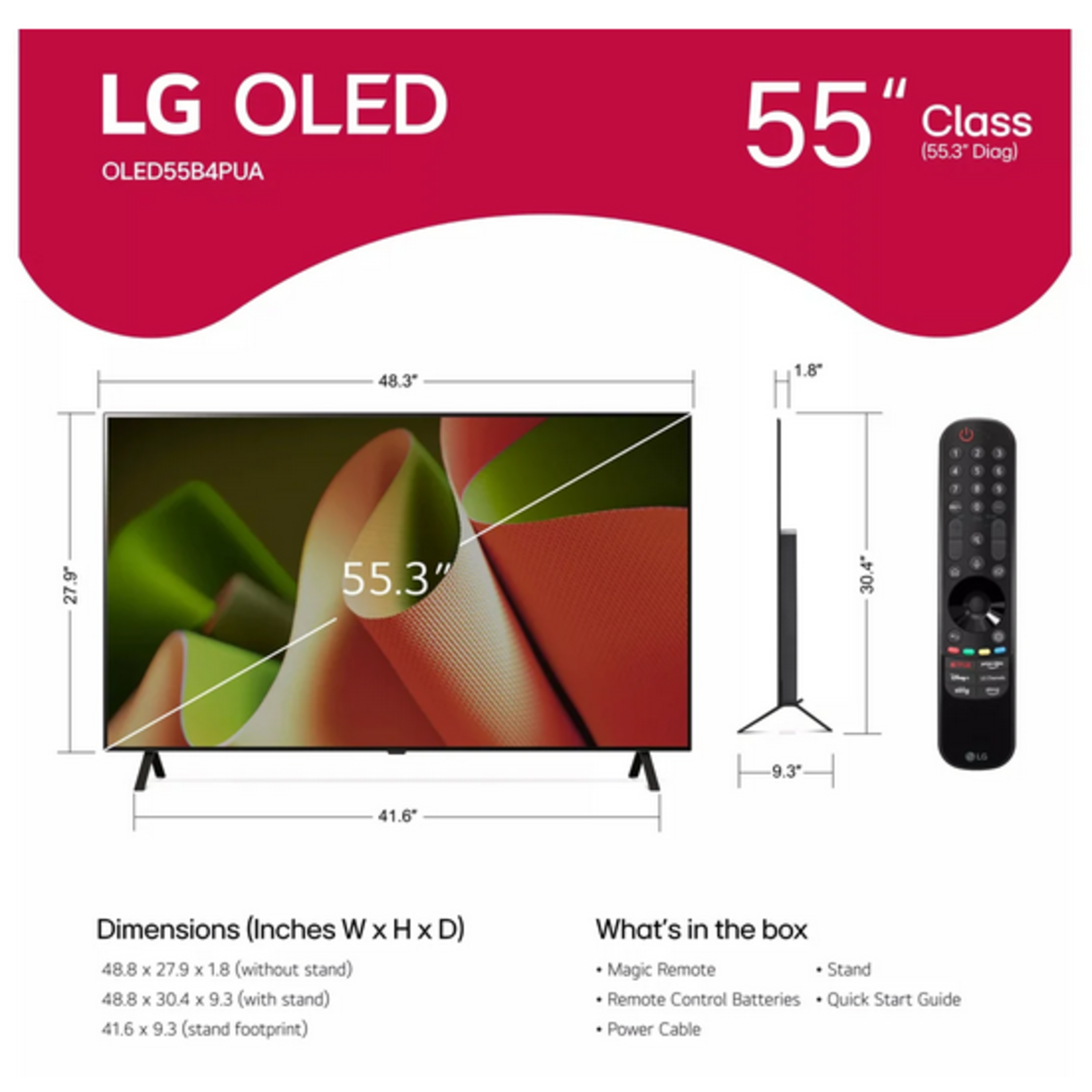 LG LG 55 inch OLED B4 Series Television -  120hz / G-Sync /α8 AI Processor / Dolby Vision & Dolby Atmos