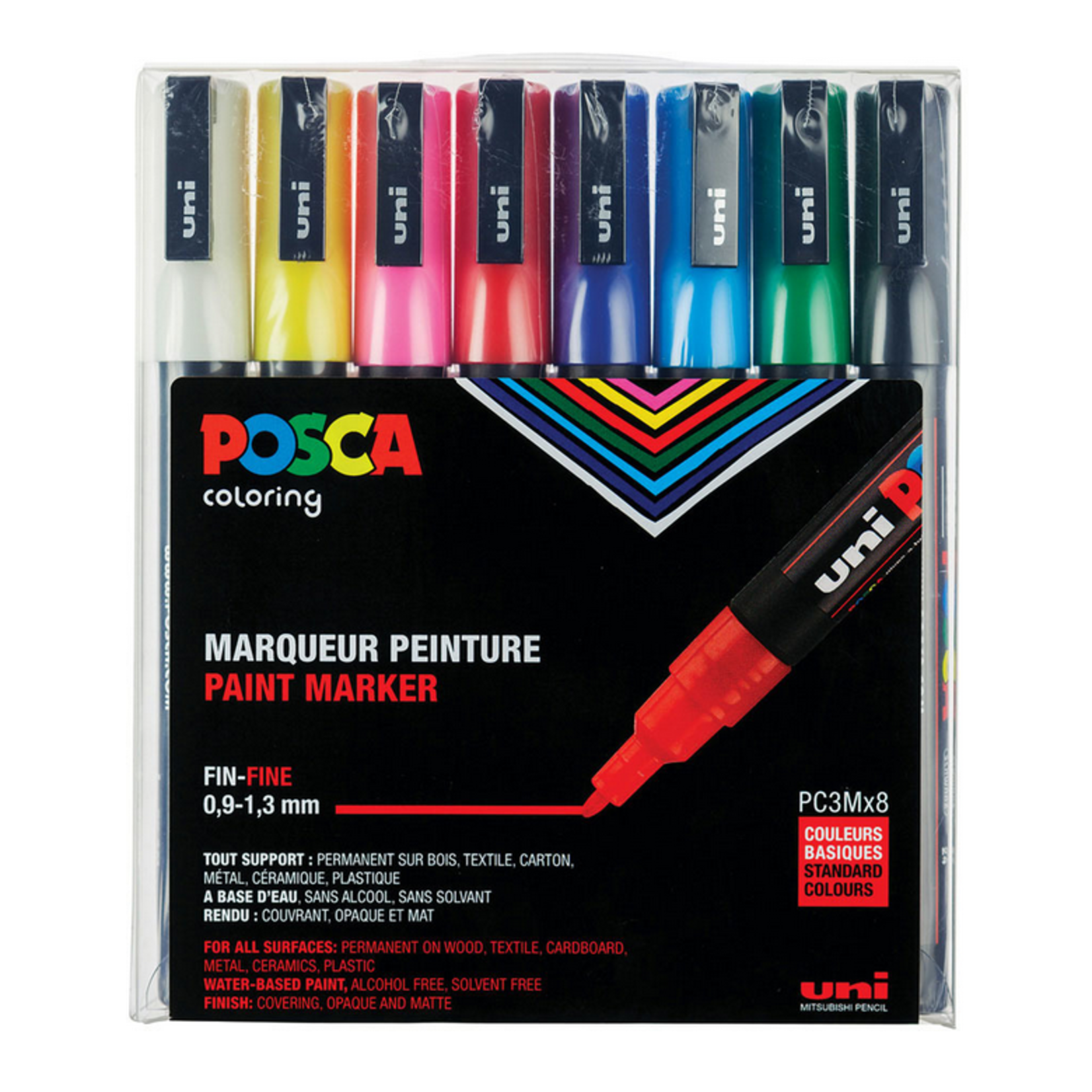 Posca Posca Paint Marker Set, PC-3M Fine - Basic - 8 Colours