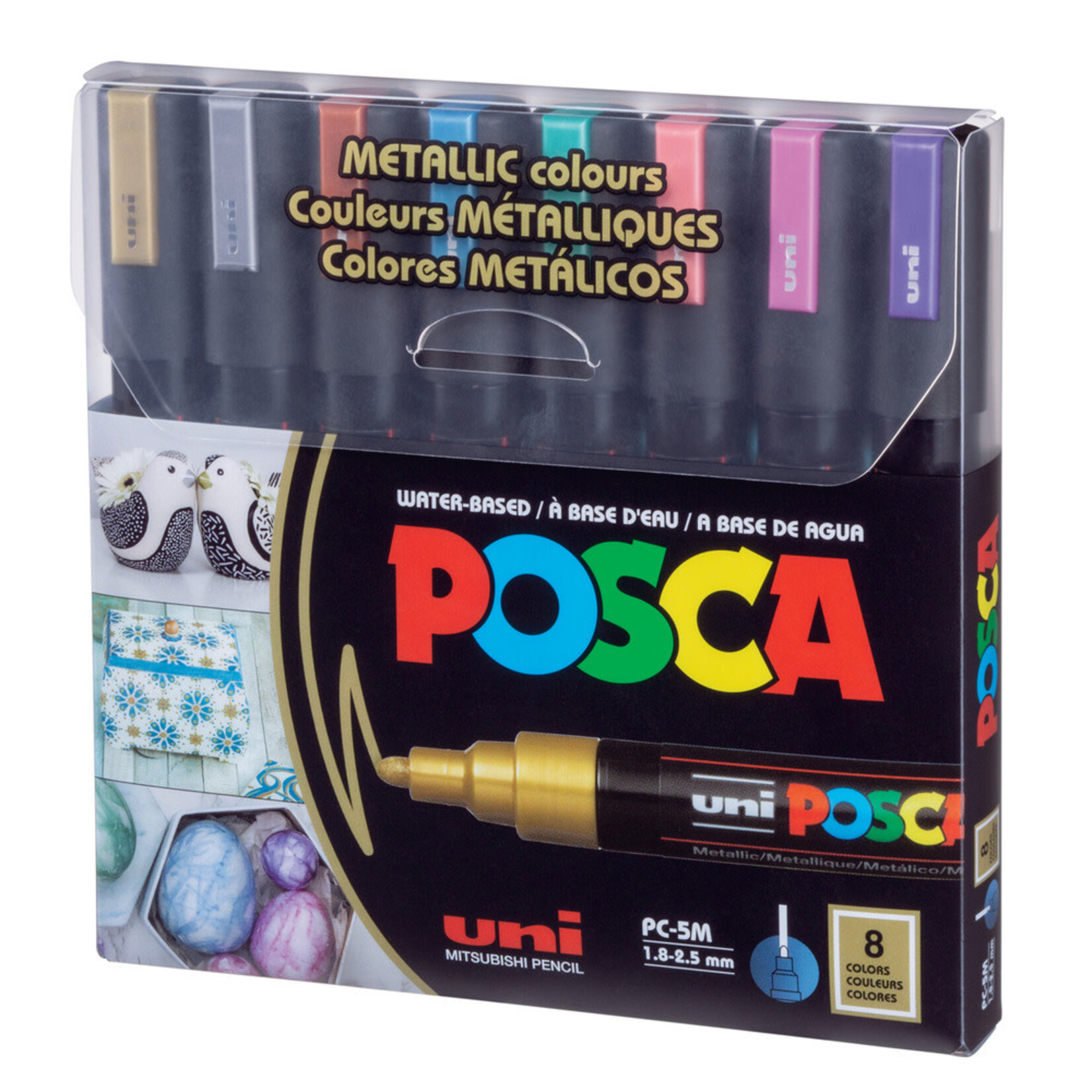 Posca Posca Paint Marker Set, PC-5M Medium - Metallic - 8 Colours