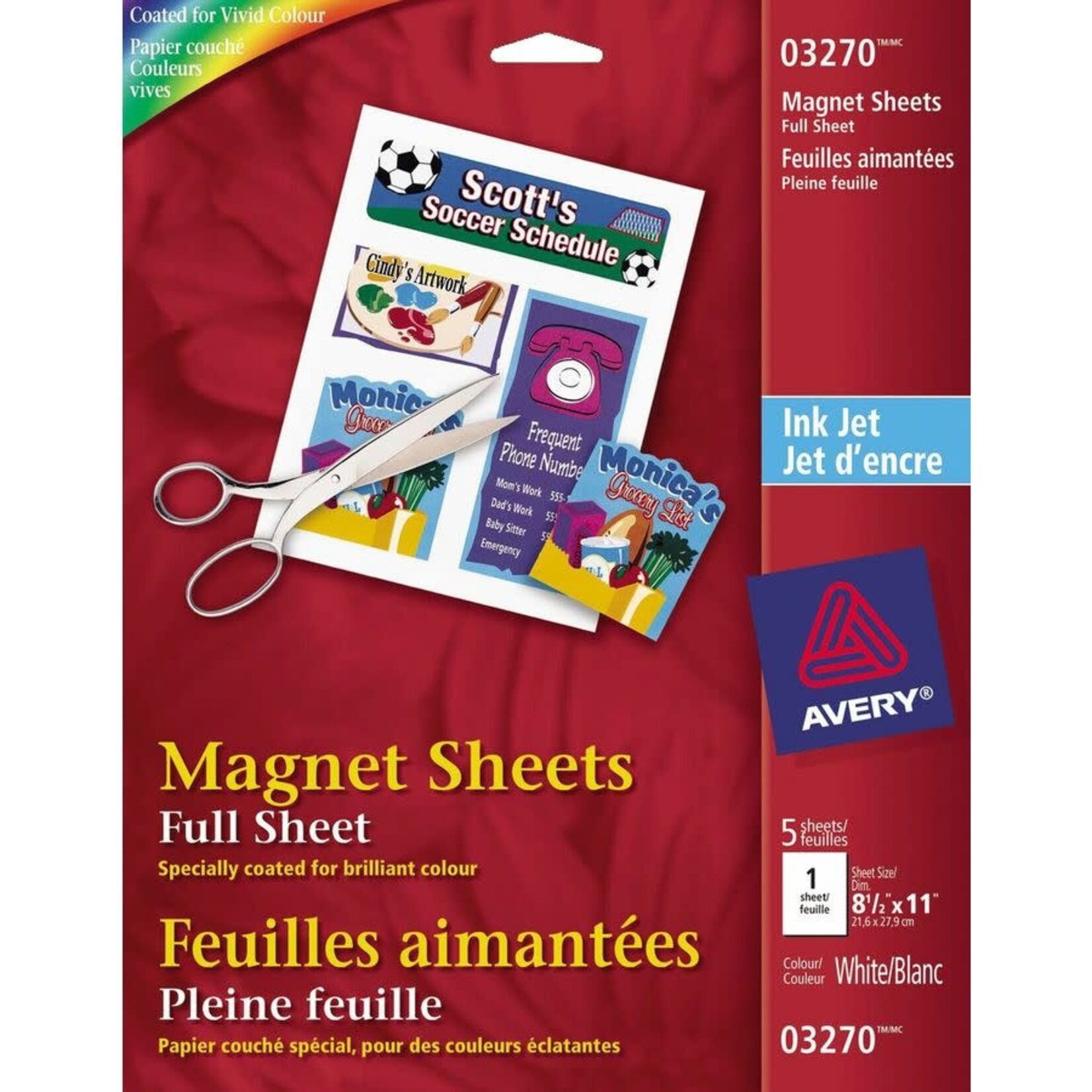 Avery MAGNETIC SHEETS-8-1/2X11 WHITE, 5 SHEETS/PACK 03270