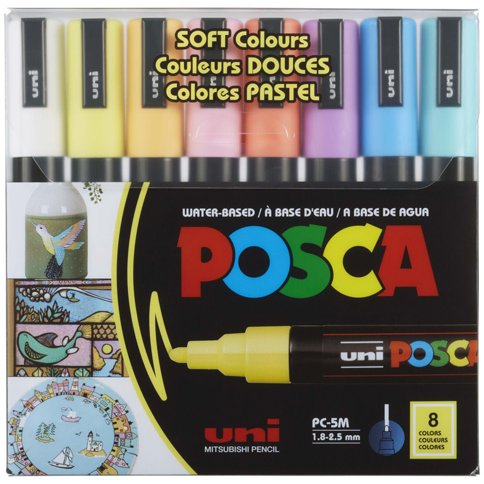Posca Posca Paint Marker Set, PC-5M Medium - Soft Colors (8pc)