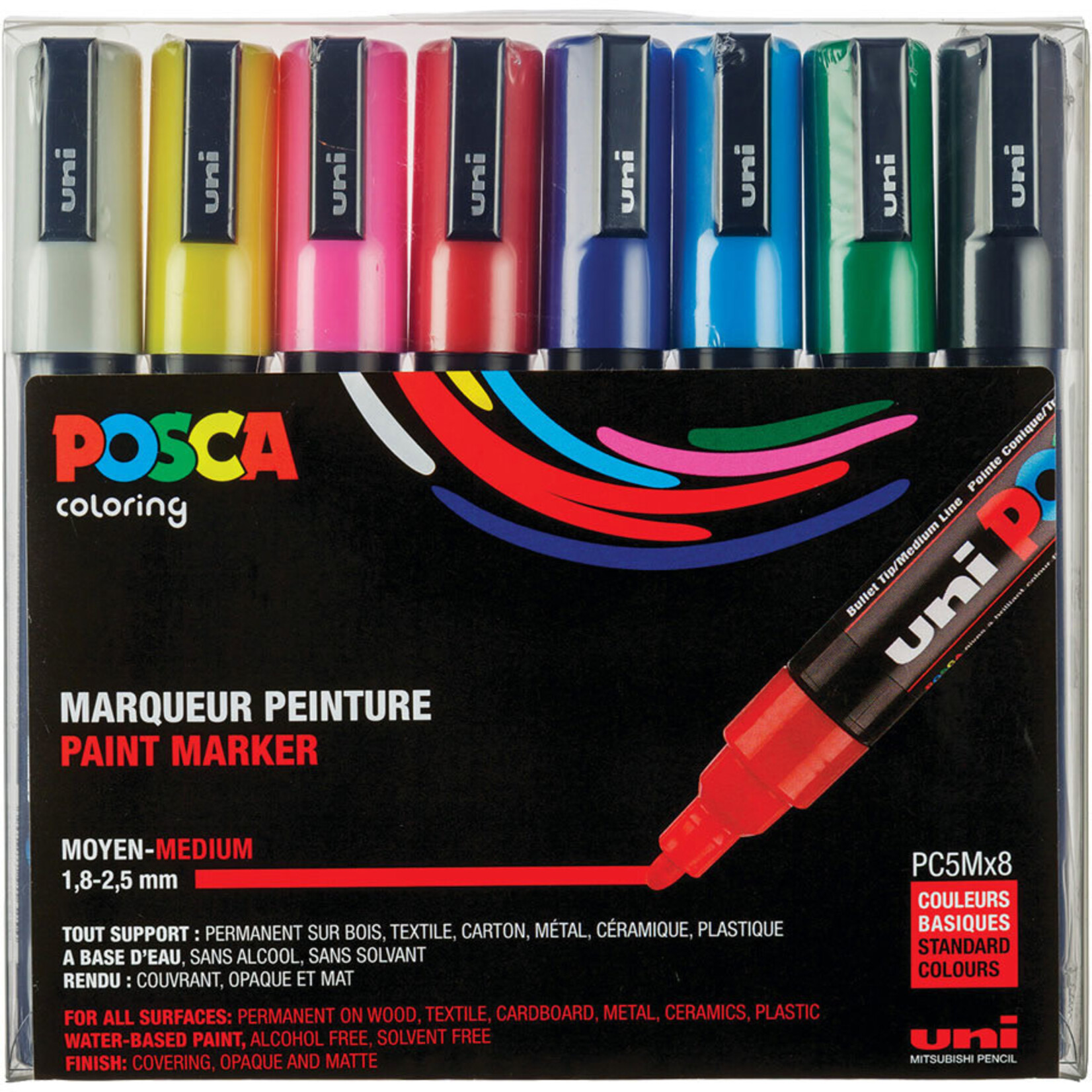 Posca Posca Paint Marker Set, PC-5M Medium - Basic (8 Colors)